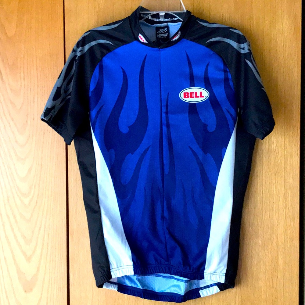 Verge Bell Poland large blue cycling jersey top shirt Large 40” chest EUC